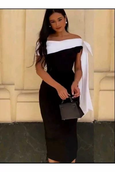 Satin-Schulter-Detail Einladungskleid