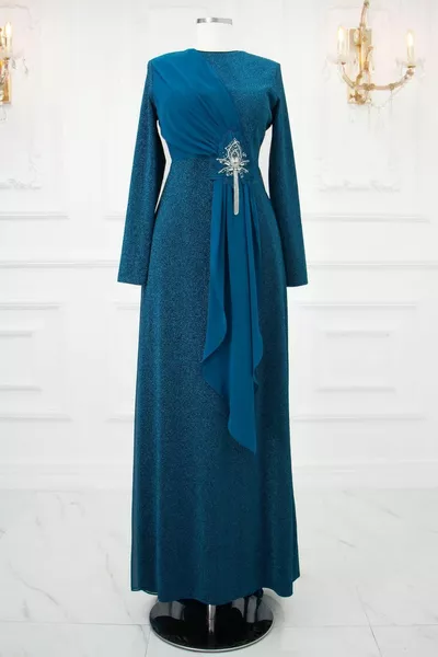 Süreyya Hijab Abendkleid Petrol