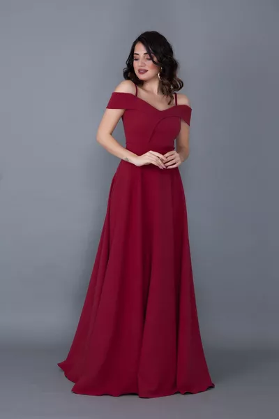 المرأة حزام قطرة الكتف التفاصيل ماكسي الحجم المتوهجة بورجوندي مساء اللباس الخطوبة والتخرج اللباس