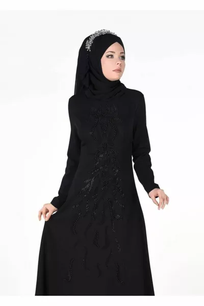 المرأة حبة سوداء الحجر مطرزة مساء اللباس 