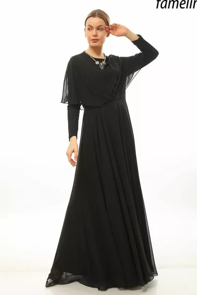 Famelin chiffon fabric hijab evening dress