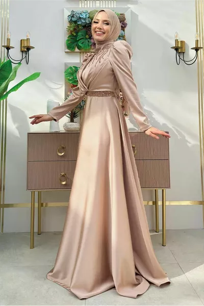 ЖЕНСКОЕ ВЕЧЕРНЕЕ ПЛАТЬЕ С НОРКОВЫМ КАМНЕМ T 