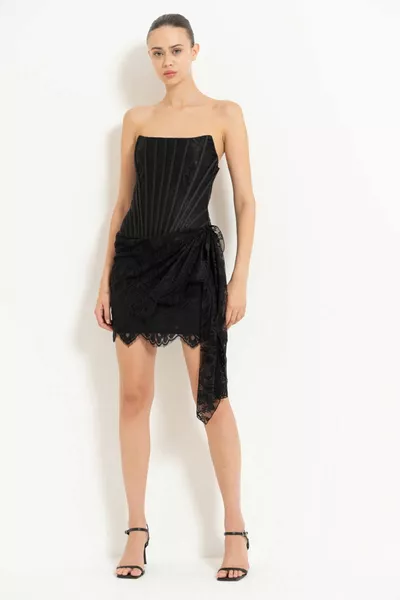 Strapless Underwire Mini Lace Dress