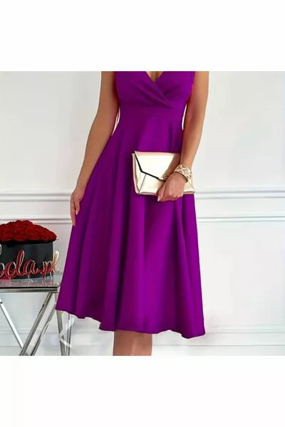 Nuova Stagione Delle Donne Importata Crepe Tessuto Doppiopetto Collare Gonna Svasato Dettaglio Senza Maniche Mini Abito Alla Moda