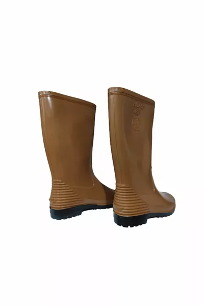 Унисекс светлокафяво черно подметка Дълги дъждовни ботуши с мачете