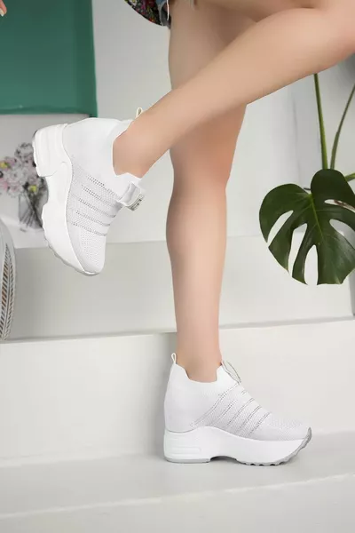 المرأة كعب خفية حجر عارضة تناسب الدانتيل متابعة أحذية رياضية تريكو