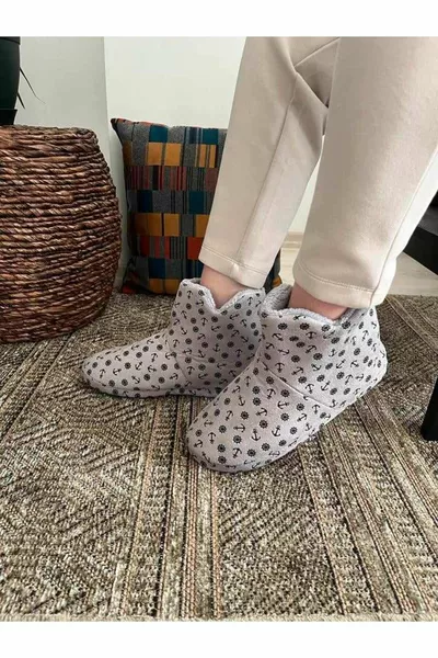 الرجال الحرارية الشتاء Pantuf الأحذية المنزلية سادة رمادي من جلد الغزال