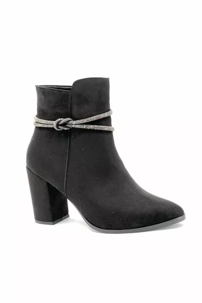 Feles Ankle Knot Stone Low-Cut Classico Stivali Donna NERO-CAMOSCIO