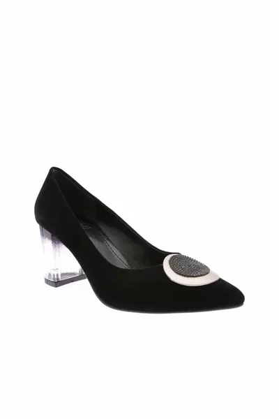  كعب شفاف بمقدمة مدببة للسيدات مع مشبك لامع