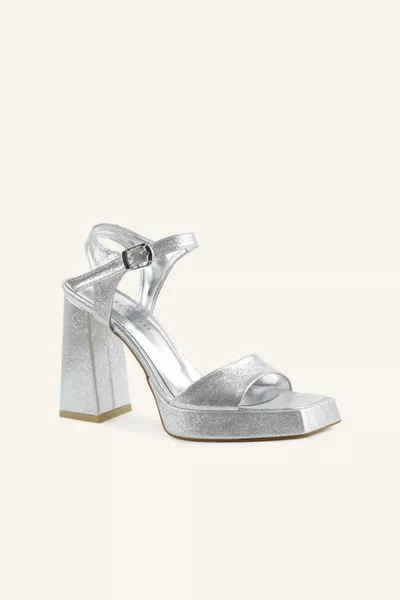 Silver Plastered Margaret Heels