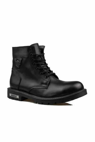 Black Genuine Leather Men's Sport Style Postal Boots