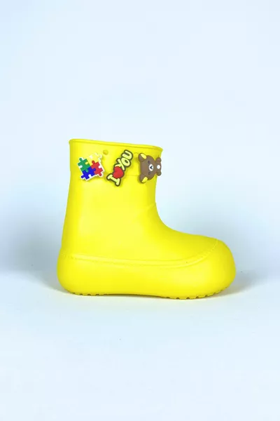 أحذية المطر الصفراء للأطفال - مقاوم للماء