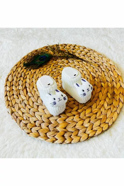 2-حزمة الوردي والأبيض أرنب الرقم تريكو طفل فتاة الجوارب