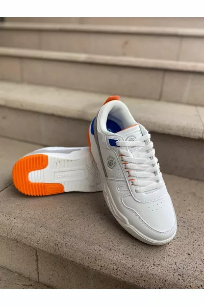 FREIZEITSCHUHE AUS HERRENLEDER MIT MITTLERER SOHLE  BAVIARA WEISS-ORANGE