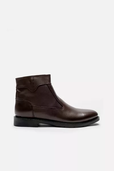Bottes d’hiver en cuir véritable marron résistant à l’eau et au froid pour hommes 
