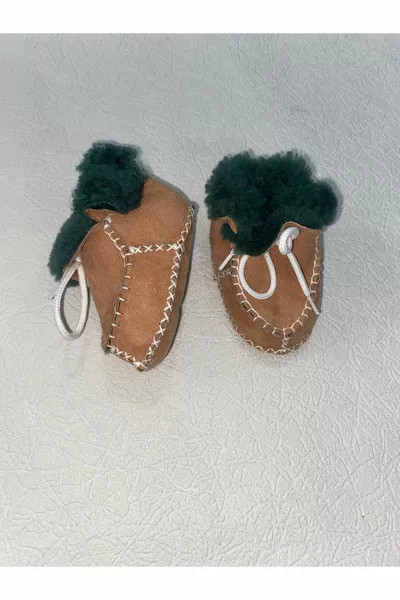 % GENUINE LEATHER BABY SHOES WITH FUR