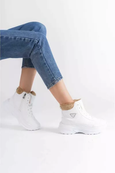 Blanc Femmes Semelle Épaisse Laine Intérieur Imperméable Postal 