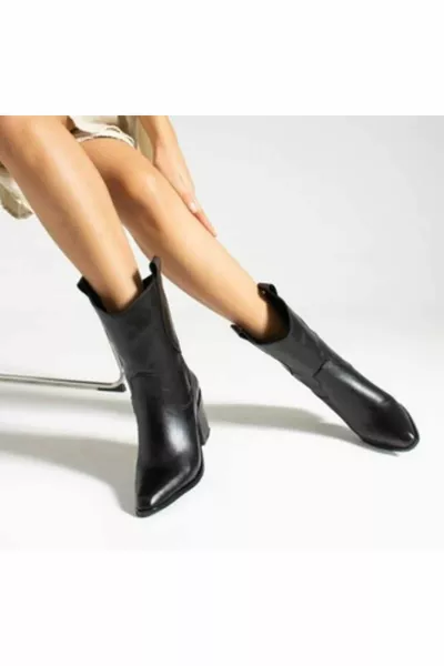 نسائي أحذية كاوبوي الغربية بكعب أسود