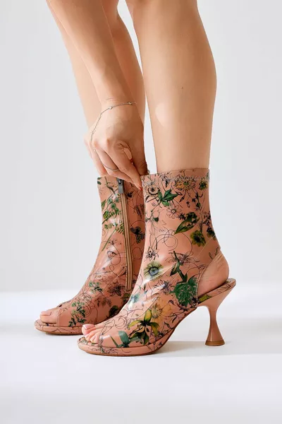 Hansy مسحوق الأزهار المطبوعة اصبع القدم كعب منخفض قطع سستة الصيف الكعب