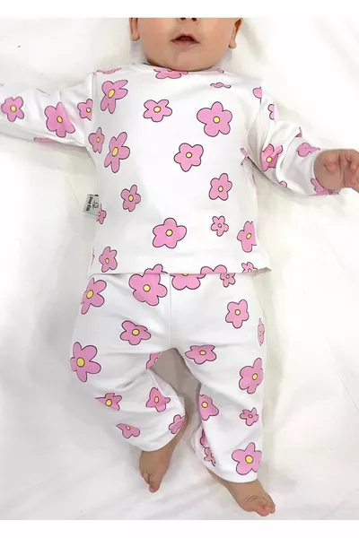 Baby Pajamas Long Pink Flower Pattern % Cotton Newborn Children Pajamas