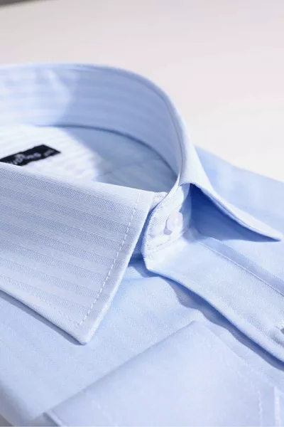 Big Size Long Sleeve Easy Iron Twill Cotton Blue Men's Shirt