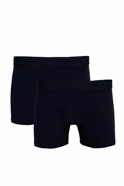 بوكسر أسود رجالي من قطني مطاطي مرن، زوجين