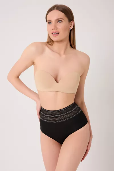 سروال مشد لتنسيق الجسم بخصر رفيع وقص بالليزر