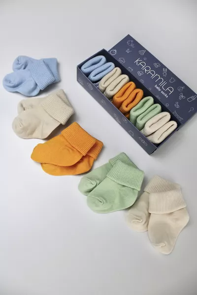 طقم جوارب للرضّع من 5 قطع للذكور - جوارب بكامبو - جوارب حديثي الولادة - جوارب للأطفال