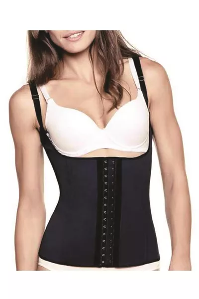Gaine ventrale en latex avec armature de type bretelle, amincissante et raffermissante, corset en latex à fermeture à crochets 