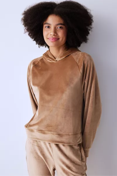 Felpa con cappuccio Soft Velvet Active Marrone Chiaro