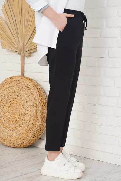 Corduroy Detailed Elastic Waist Plus Size Slim Leg Pants