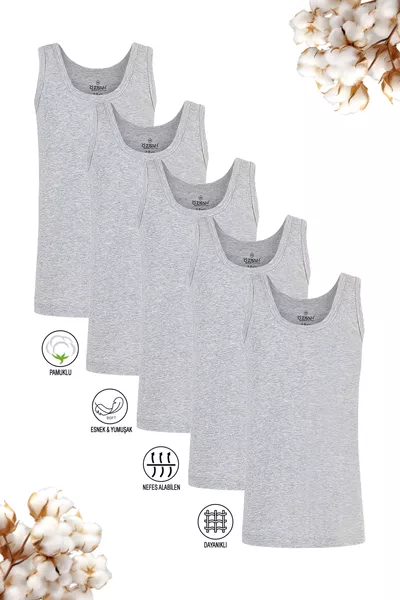 Özkan  5-Pack Boys' Cotton Ribbed Stretch Comfortable Vest