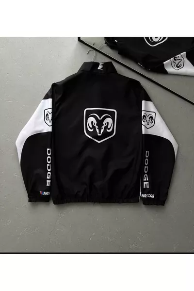 K-Way Nero Oversize Stampato in Tessuto Paracadute Unisex