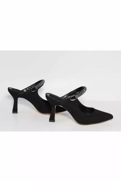 Pantofole nere da sera con tacco