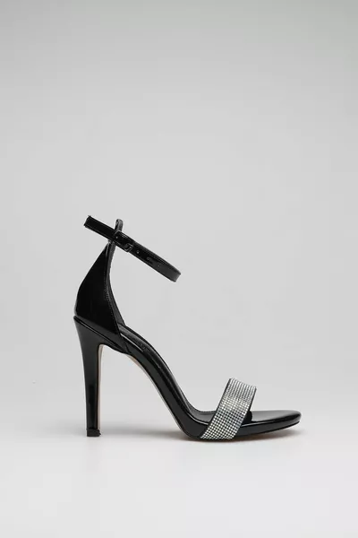 Chaussures de soirée de soirée à bande épaisse unique avec pierres