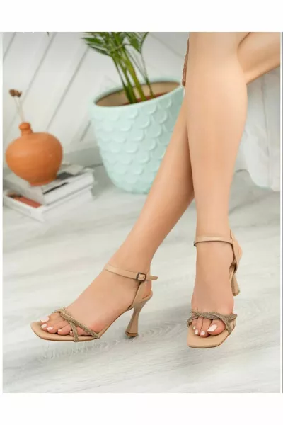Cross Stone Goblet Heel Evening Dress Shoes