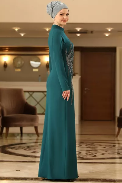 Tesettür Abiye Palmiye Abiye Petrol