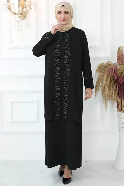 المرأة الحجر الأسود المطبوعة مساء اللباس T 