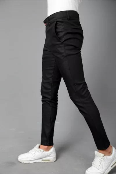 Мужские черные льняные брюки