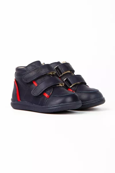 Monza Baby Chaussures First Step en Cuir Bleu Marine 