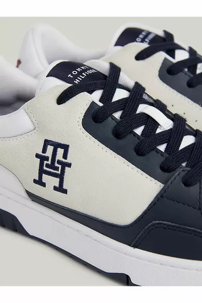 الرجال العلامة التجارية شعار الدانتيل متابعة عدم الانزلاق وحيد عارضة الأبيض والأزرق أحذية رياضية -YBS