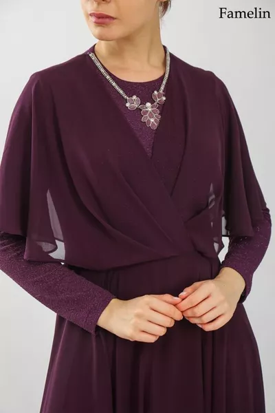 Вечерна рокля за хиджаб от шифонов плат Famelin