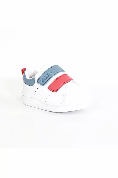 -بانكوك فيرست ستيب حذاء أطفال بنعل تشريحي -  أبيض أزرق -