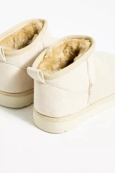 Ultra Mini Cream Suede Half Boots Feathered Flat Sole Chaussures pour femmes