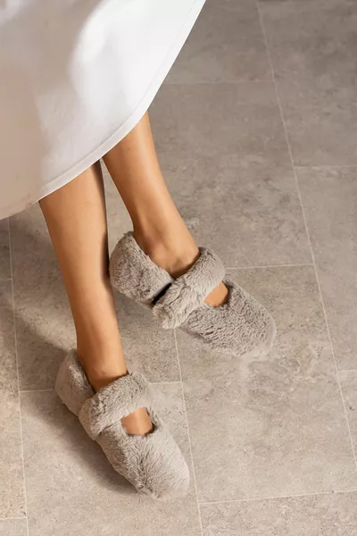 Dames Rabbit Feather Velcro Ballerina's