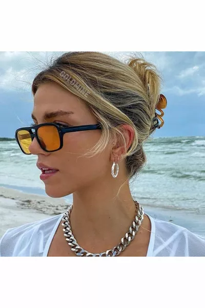 Unisex Glamour Sonnenbrille Schwarz Orange