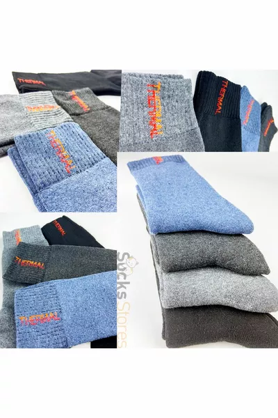 جوارب رجالية جوارب حرارية جوارب طويلة تيري ملونة منقوشة 4 قطع جوارب