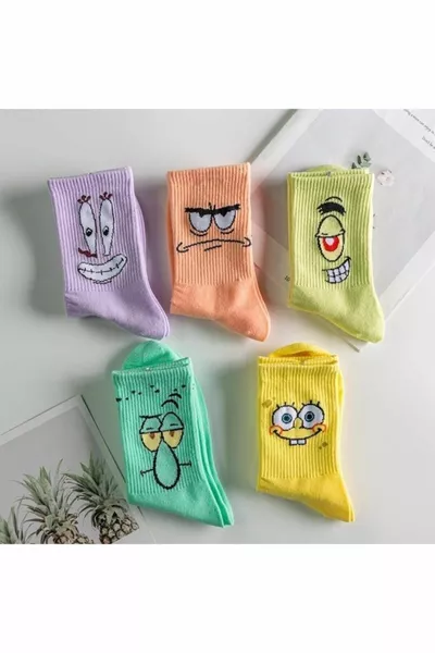 مجموعة جوارب جامعية منقوشة للجنسين من 5 5 أزواج