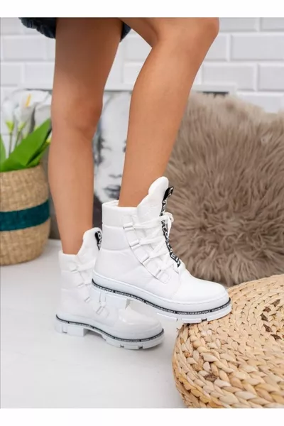 White Color Parachute Material Women Snow Boots