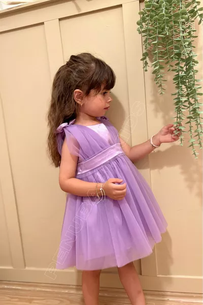 أرجواني الكتف القوس تول طفل فتاة اللباس - القوس